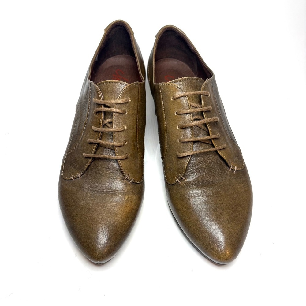 Chocolate Brown Leather Heeled Oxfords | 39 - Picture 2 of 8